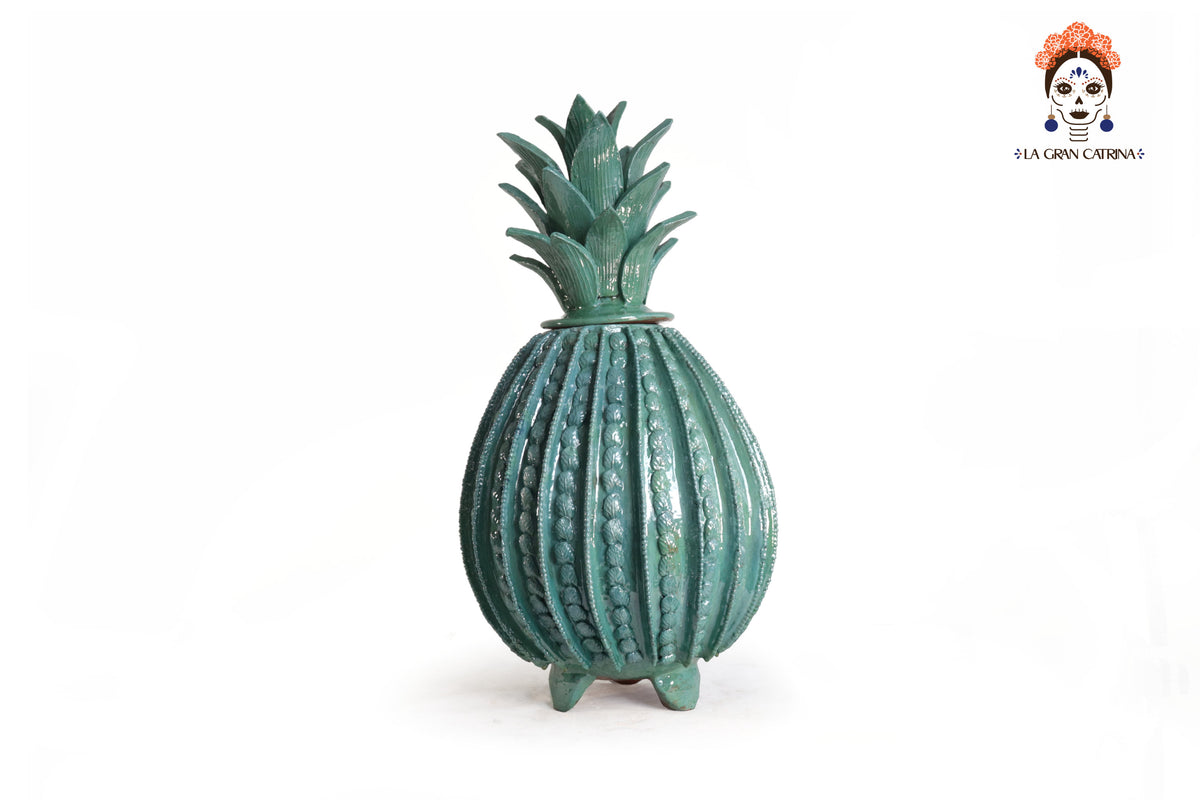 Piña Michoacana Turquesa Biznaga con Hojas - 65 cm. 26 in.