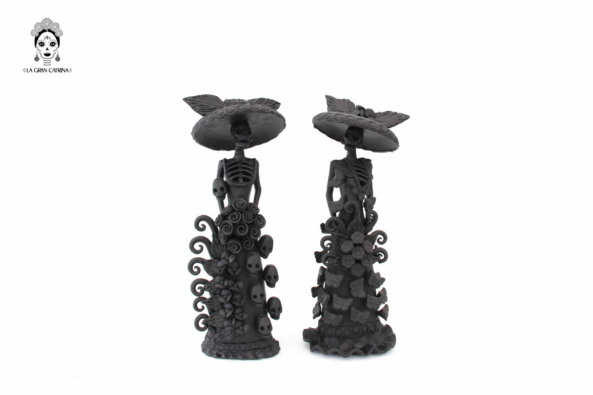 Pareja de Catrinas negras  - 30 cm. 12 in.