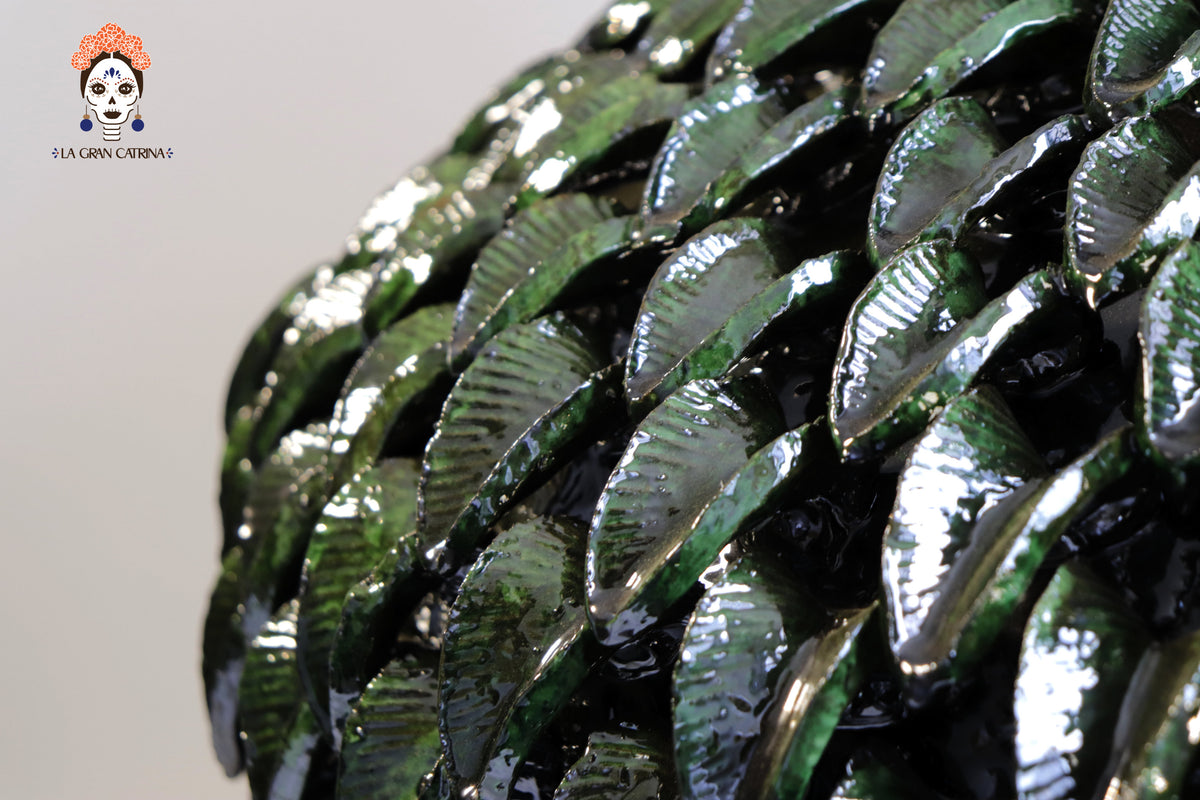 Piña michoacana de barro - 65 cm. 25.5 in. - Verde de hojas anchas Piña