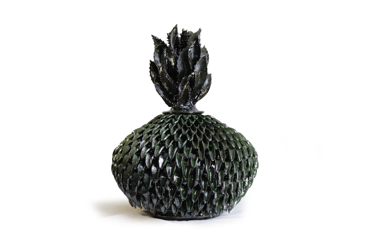 Piña michoacana de barro - 65 cm. 25.5 in. - Verde de hojas anchas Piña