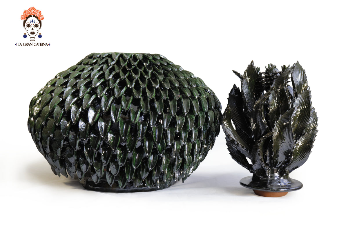 Piña michoacana de barro - 65 cm. 25.5 in. - Verde de hojas anchas Piña