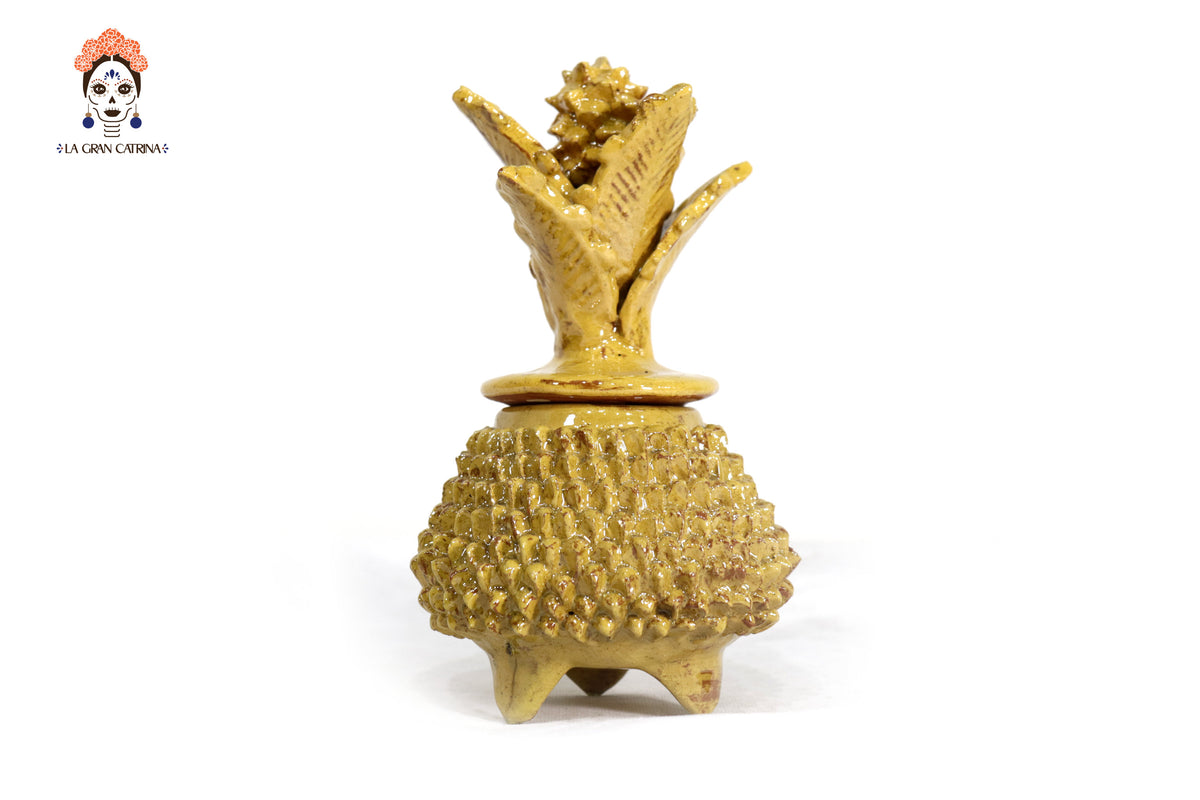 Piña amarilla de barro vidriado - 19 cm. 7.7 in.