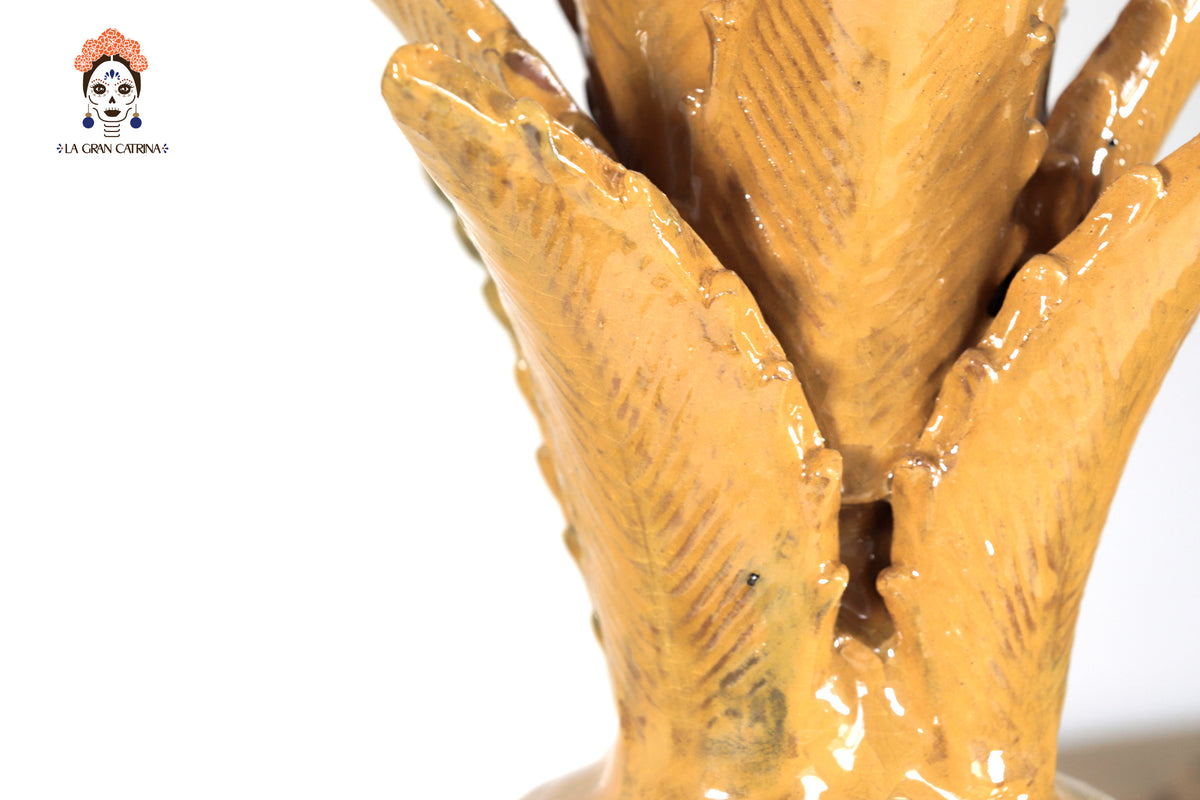 Piña michoacana de barro - Amarilla de Flores - Tangancícuaro - 45 cm. 18 in.