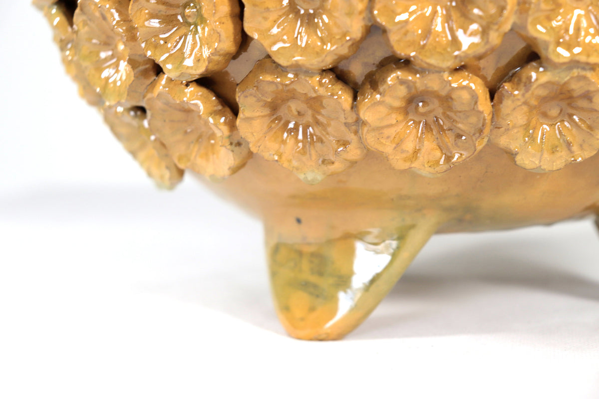 Piña michoacana de barro - Amarilla de Flores - Tangancícuaro - 45 cm. 18 in.