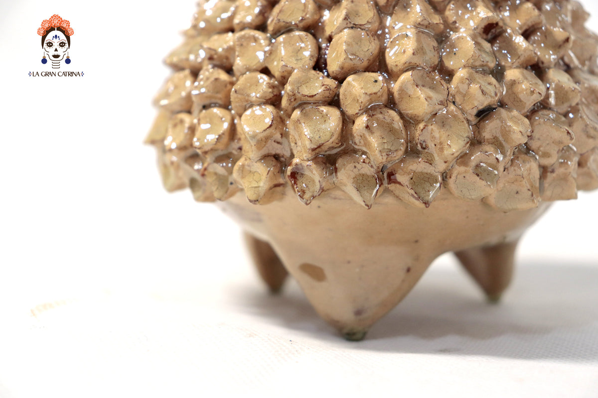 Piña beige de barro vidriado - 19 cm. 7.7 in. Piña