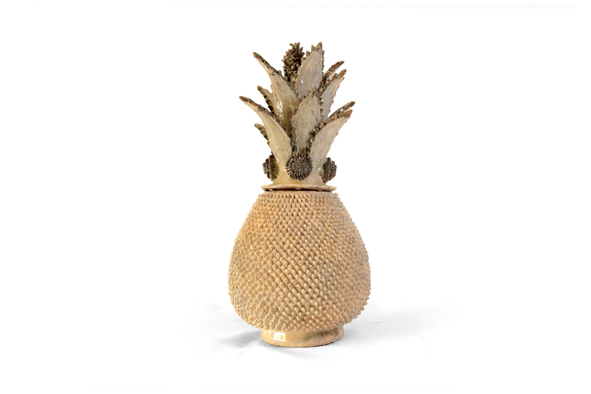 Piña michoacana de barro - Beige con picos - 47 cm. 19 in.