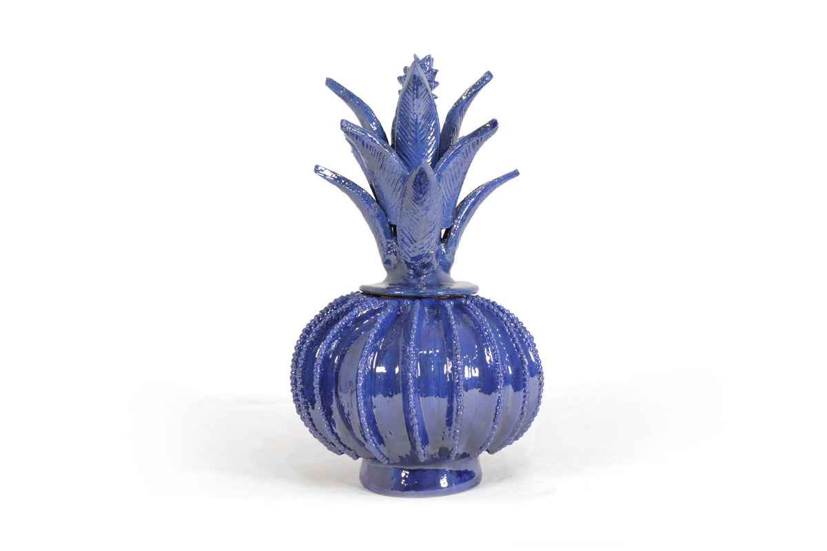 Piña michoacana de barro - Azul de biznaga - 32 cm. 13 in.