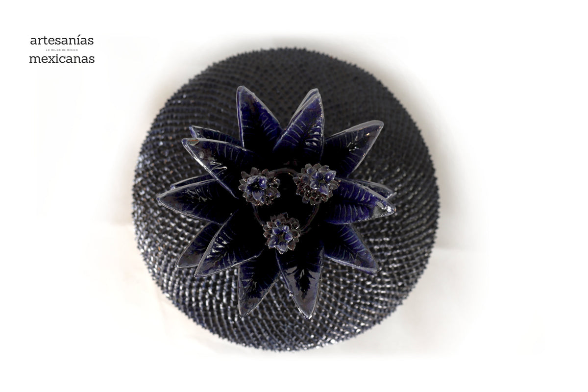 Piña michoacana de barro - Platillo azul - 57 cm. 23 in. Piña