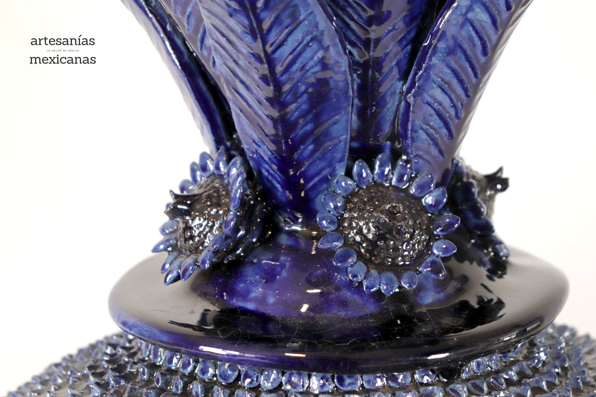 Piña michoacana de barro - Platillo azul - 57 cm. 23 in. Piña