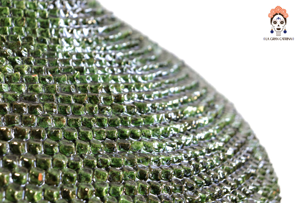 Piña michoacana de barro - 65 cm. 25.5 in. - Verde de picos Piña