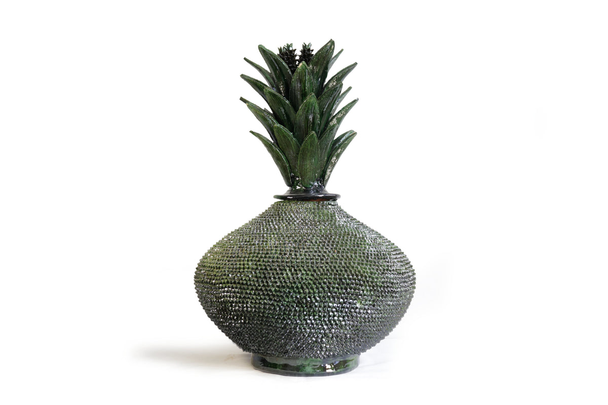Piña michoacana de barro - 65 cm. 25.5 in. - Verde de picos Piña