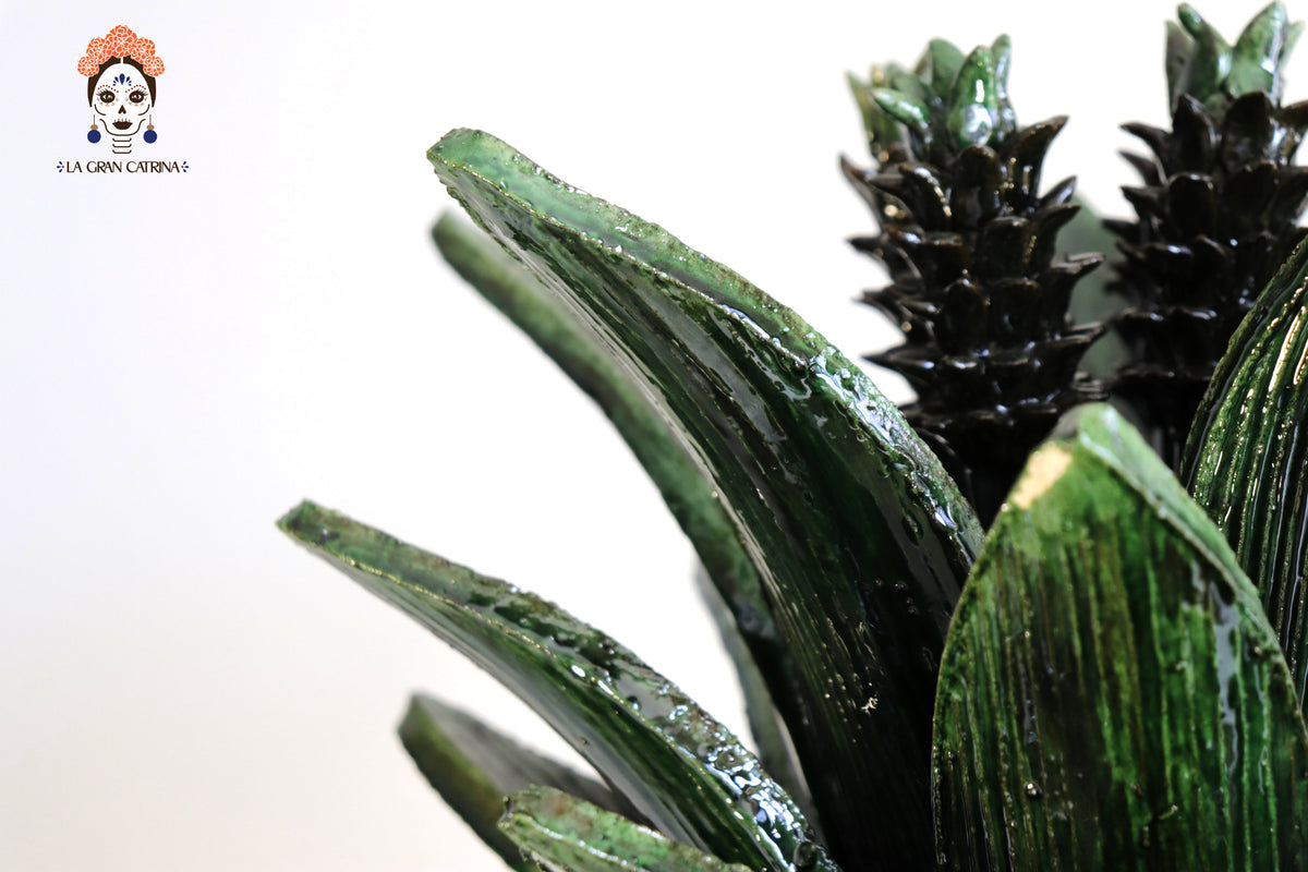 Piña michoacana de barro - 65 cm. 25.5 in. - Verde de picos Piña