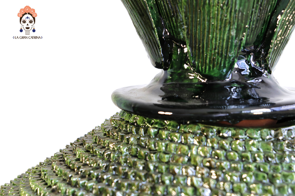 Piña michoacana de barro - 65 cm. 25.5 in. - Verde de picos Piña