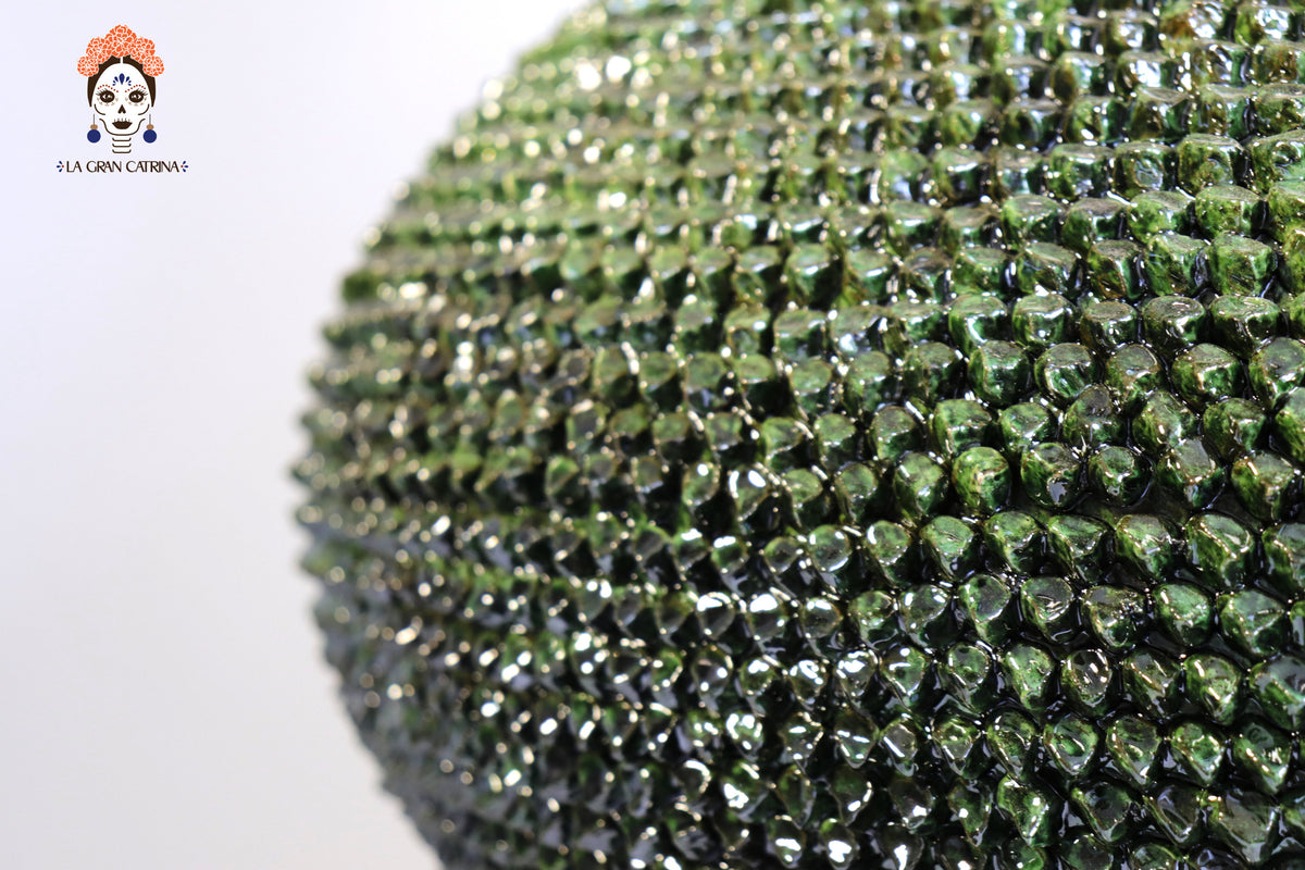 Piña michoacana de barro - 65 cm. 25.5 in. - Verde de picos Piña
