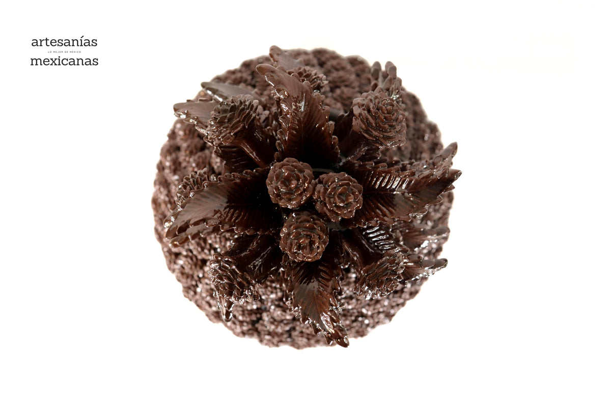 Piña michoacana de barro - Rosales marrones - 66 cm. 26 in. - Sobre Pedido Piña