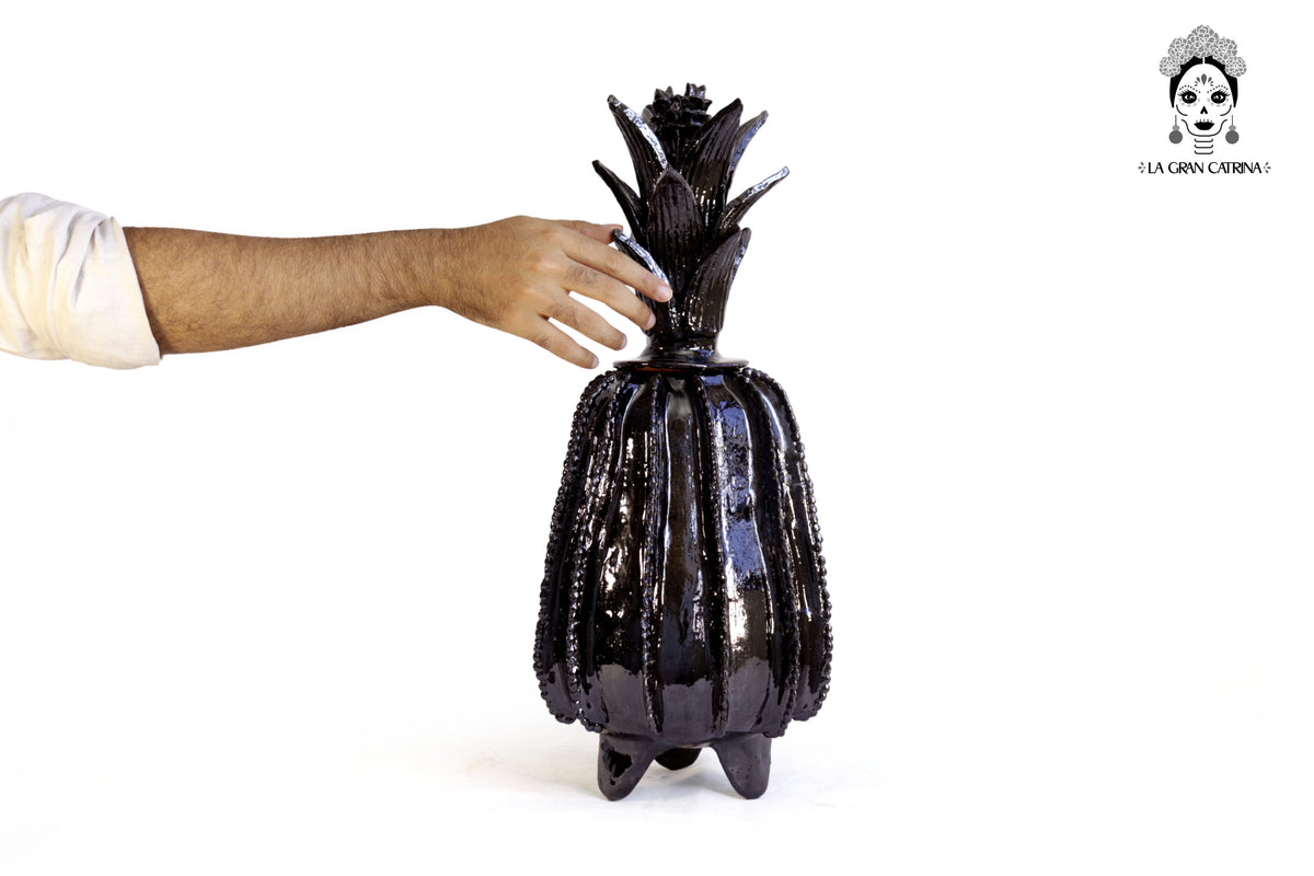 Piña michoacana de barro - Papaya de Biznaga Negro - 55 cm. 22 in.