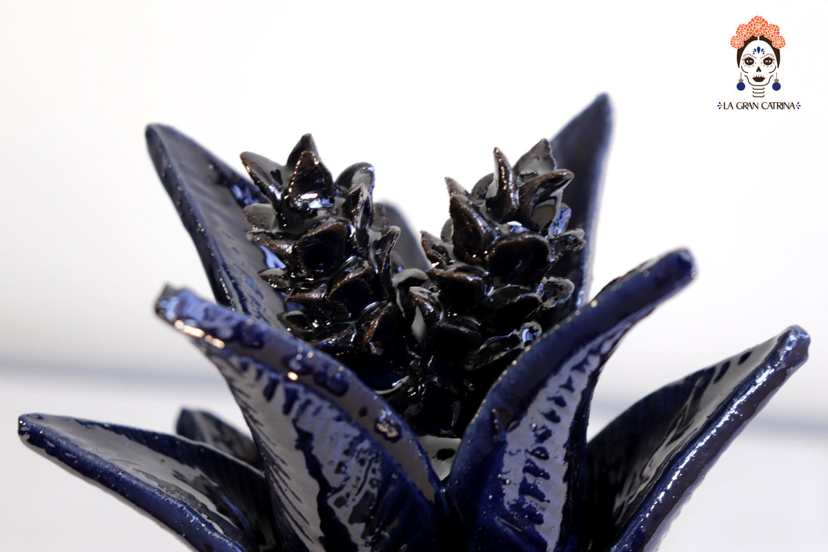 Piña michoacana de barro - Azul de picos - 32 cm. 13 in. Piña