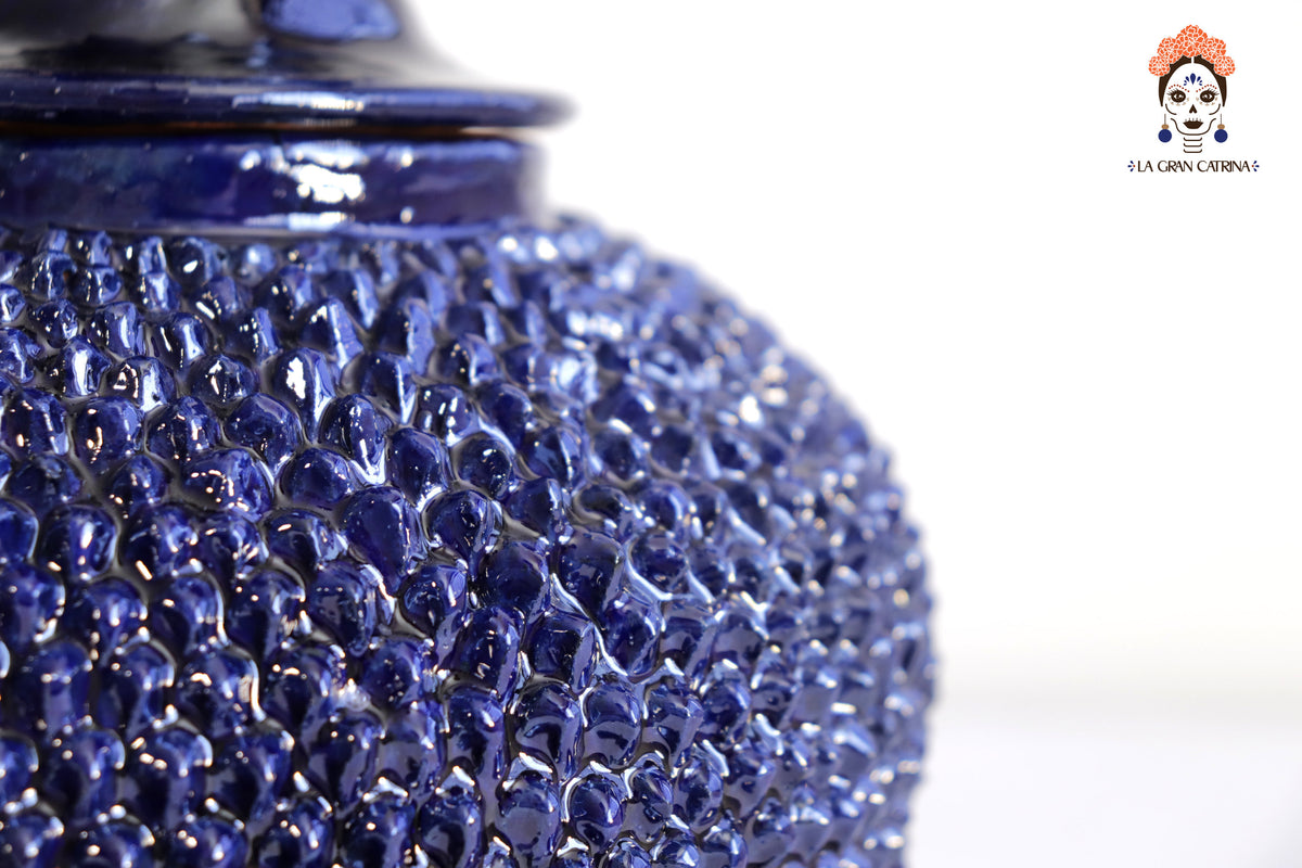 Piña michoacana de barro - Azul de picos - 32 cm. 13 in. Piña