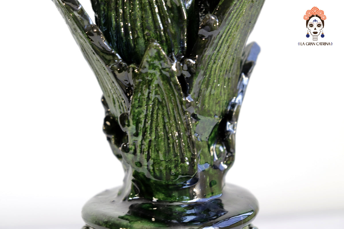 Piña michoacana de barro - Picos verdes - 28 cm. 11 in.