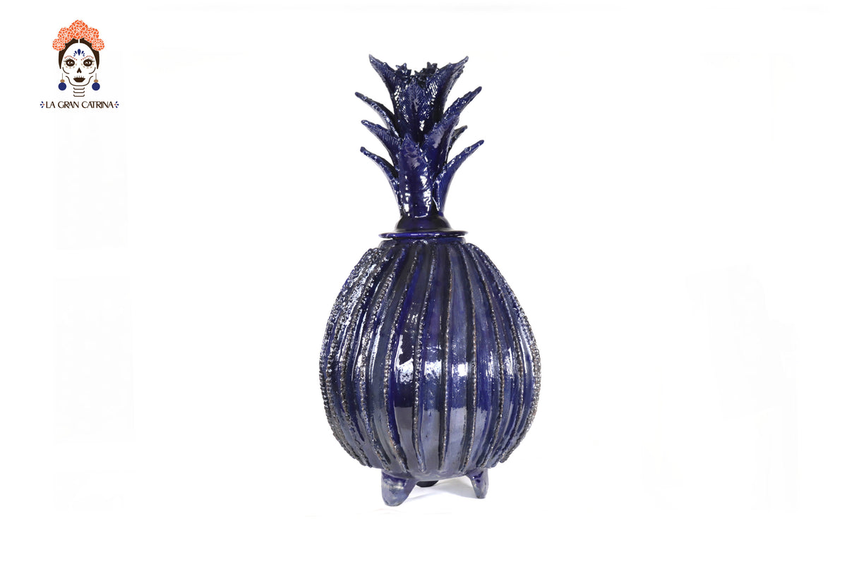 Piña michoacana de barro - 65 cm. 26 in. - Biznaga azul