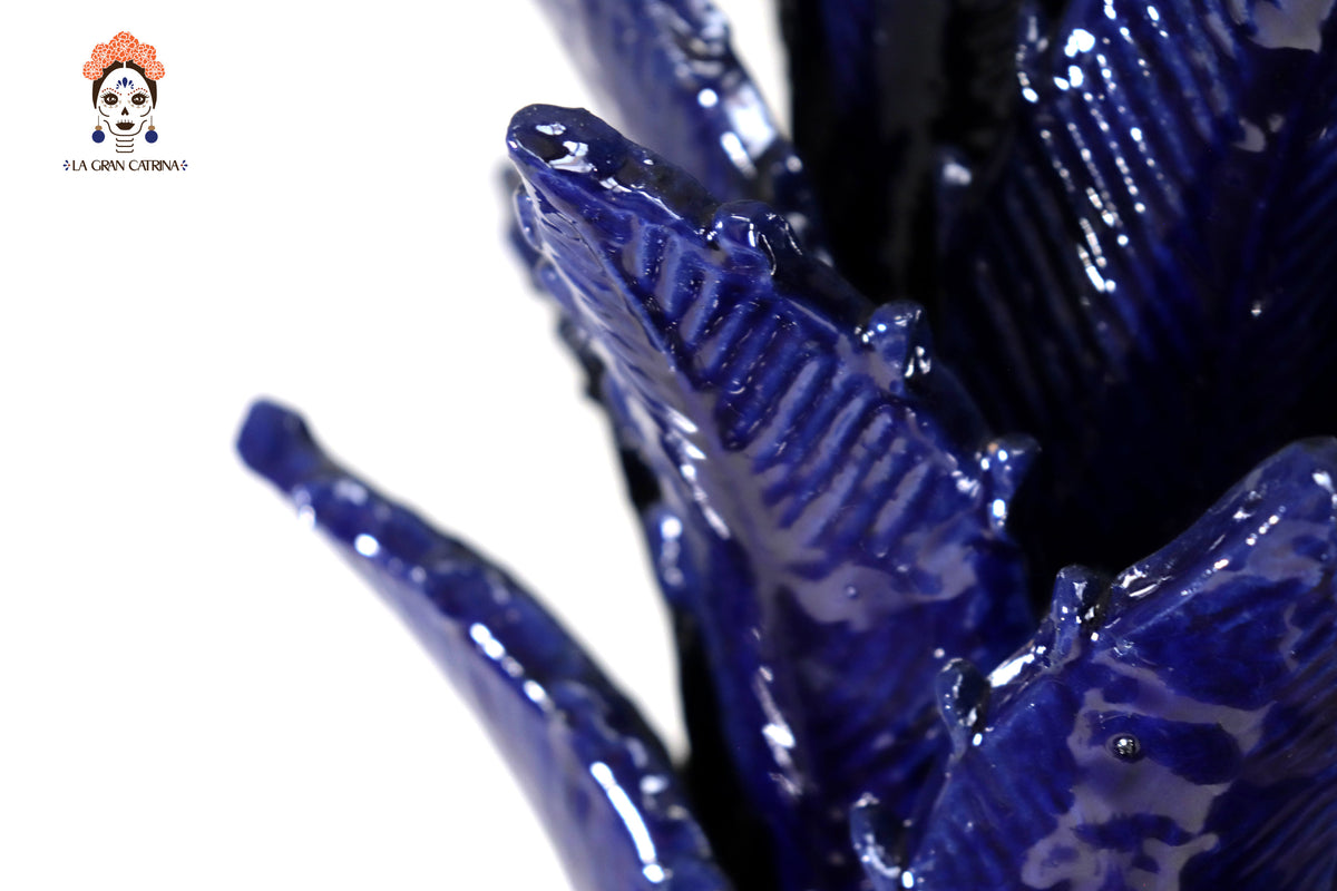 Piña michoacana de barro - 65 cm. 26 in. - Biznaga azul