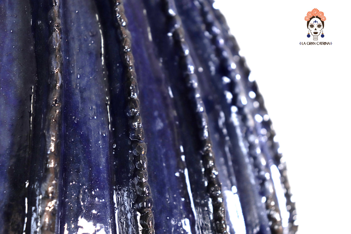 Piña michoacana de barro - 65 cm. 26 in. - Biznaga azul