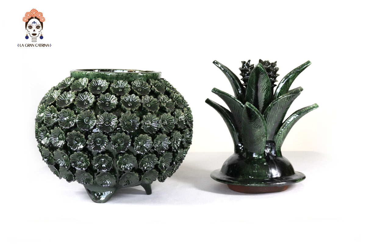 Piña michoacana de barro - Verde de Flores - Tangancícuaro - 45 cm. 18 in.