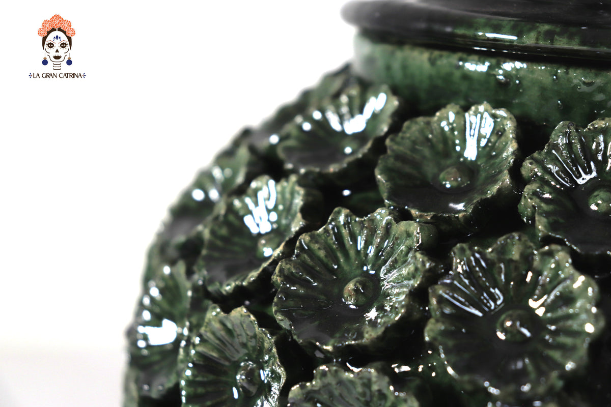 Piña michoacana de barro - Verde de Flores - Tangancícuaro - 45 cm. 18 in.