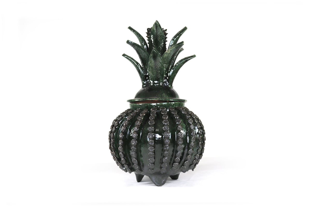 Piña michoacana de barro - Biznaga verde de Flores - Tangancícuaro - 45 cm. 18 in.
