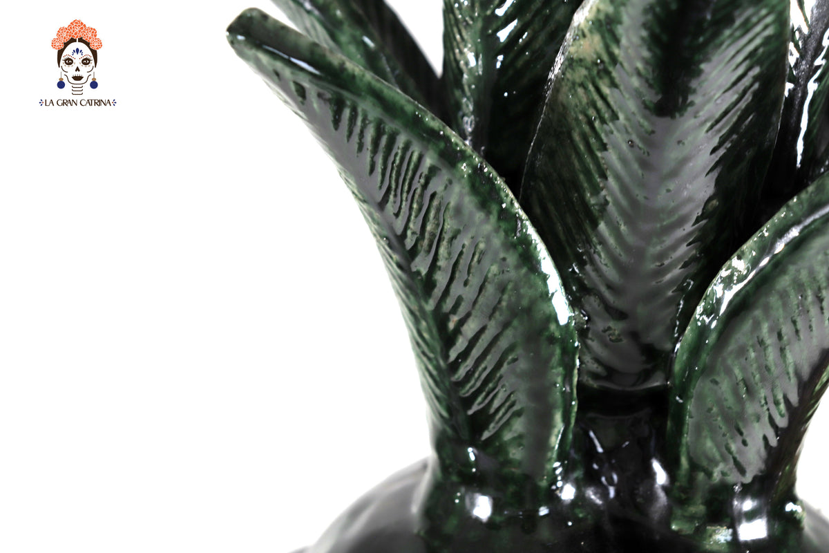 Piña michoacana de barro - Biznaga verde de Flores - Tangancícuaro - 45 cm. 18 in.