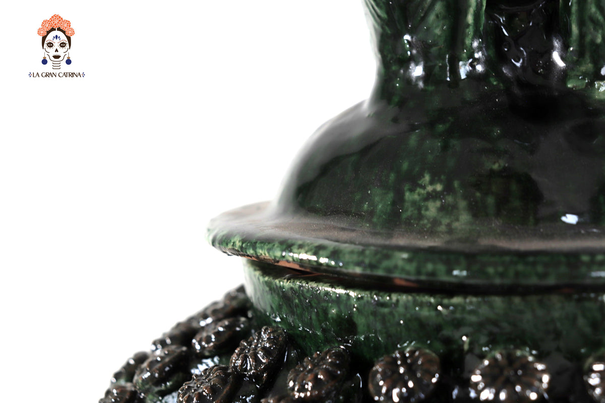 Piña michoacana de barro - Biznaga verde de Flores - Tangancícuaro - 45 cm. 18 in.