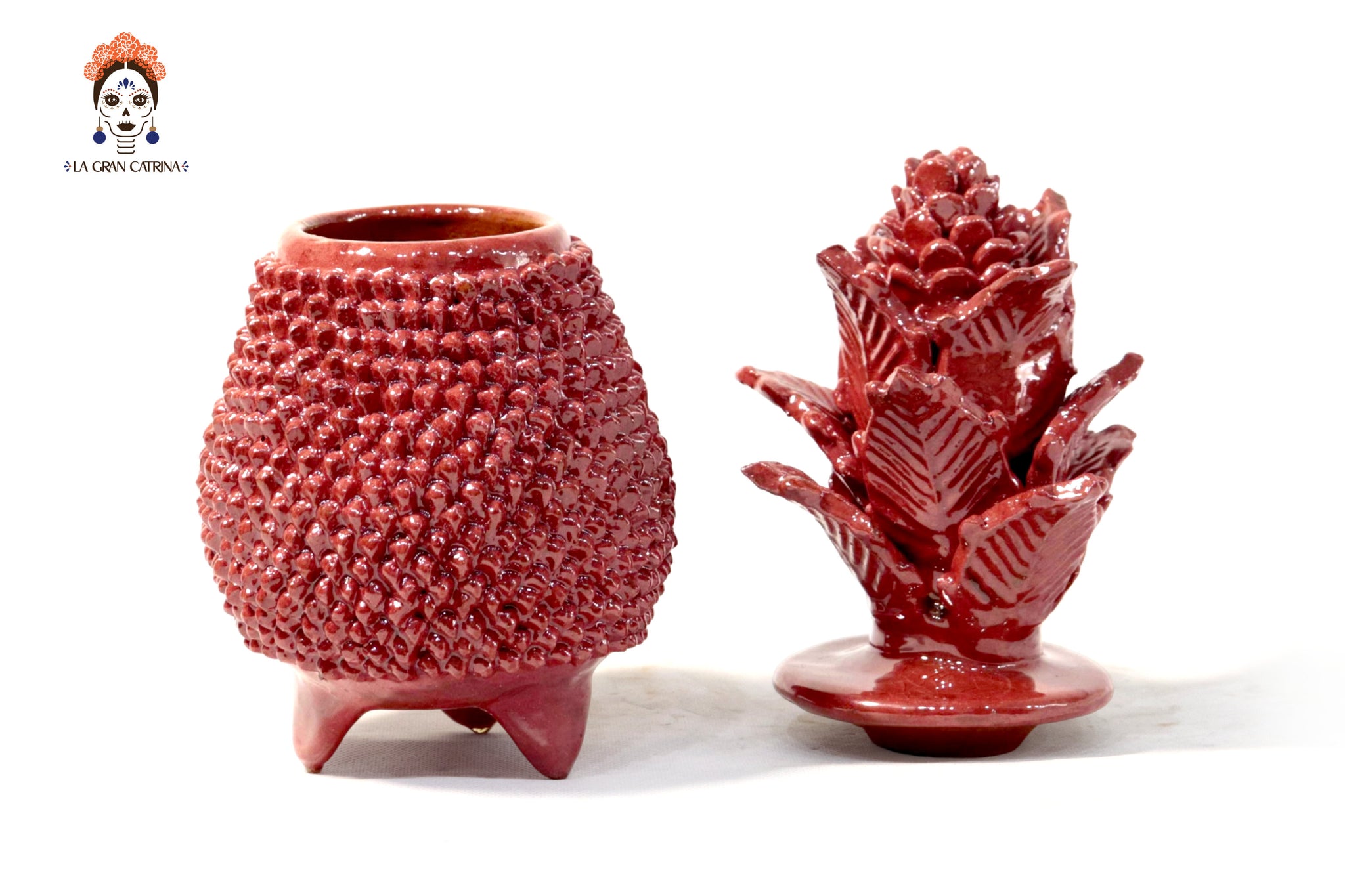 Piña michoacana de barro - Picos rojos - 28 cm. 11 in. - Artesanías ...