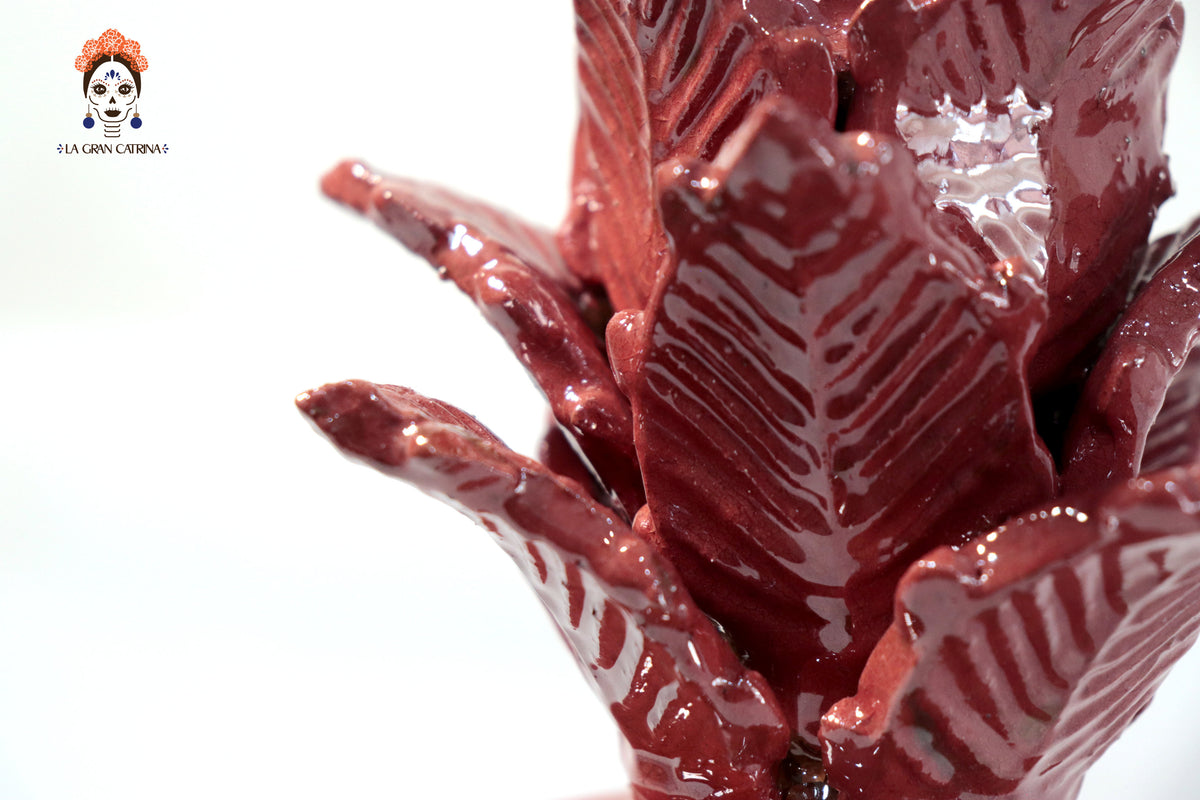 Piña michoacana de barro - Picos rojos - 28 cm. 11 in.