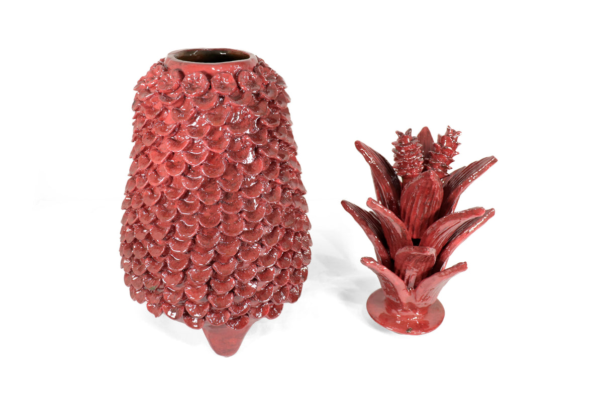 Piña michoacana de barro - Papaya Roja - 55 cm. 22 in.