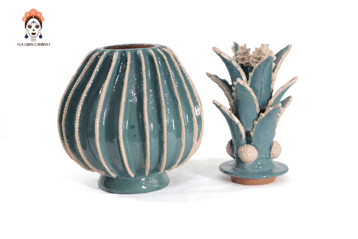 Piña biznaga turquesa con beige - 50 cm. 19.6 in. - Sobre pedido 3+ Pz. Piña