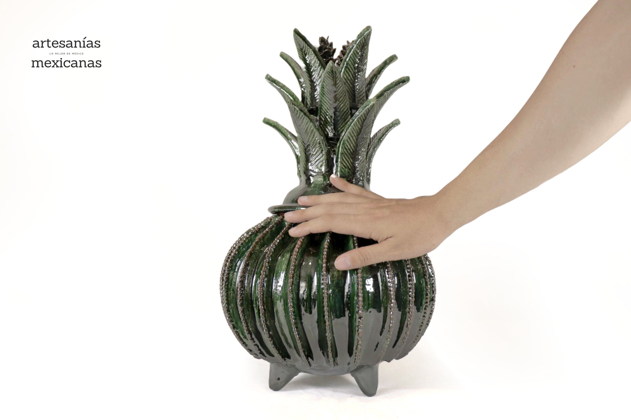 Piña michoacana de barro - Biznaga verde - 45 cm. 18 in. - Artesanías ...