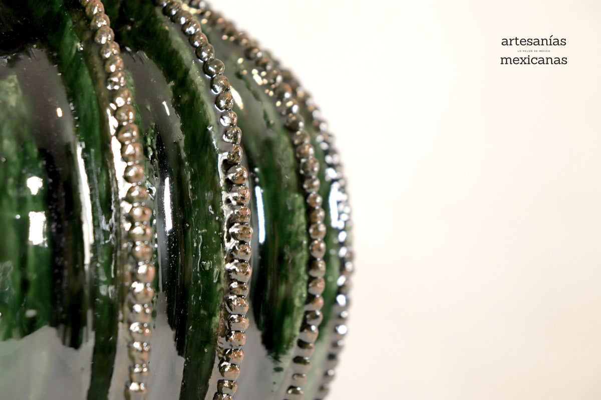 Piña michoacana de barro - Biznaga verde - 45 cm. 18 in.