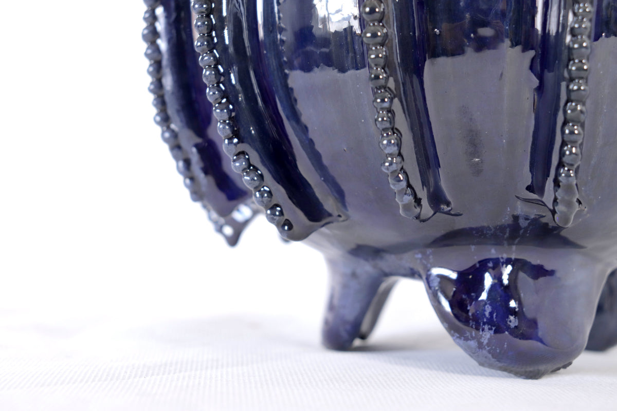 Piña michoacana de barro - Azul de biznaga - 32 cm. 13 in.