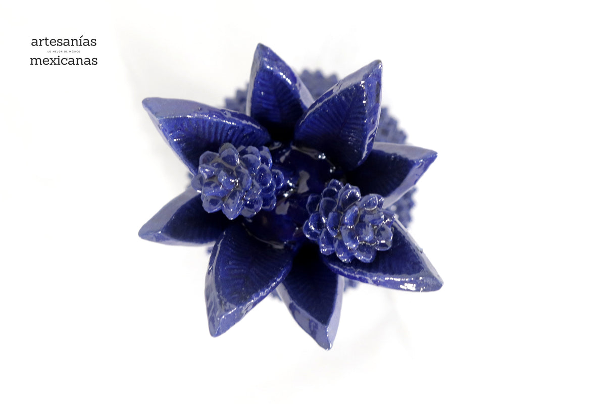 Piña michoacana de barro - Picos azules - 28 cm. 11 in.