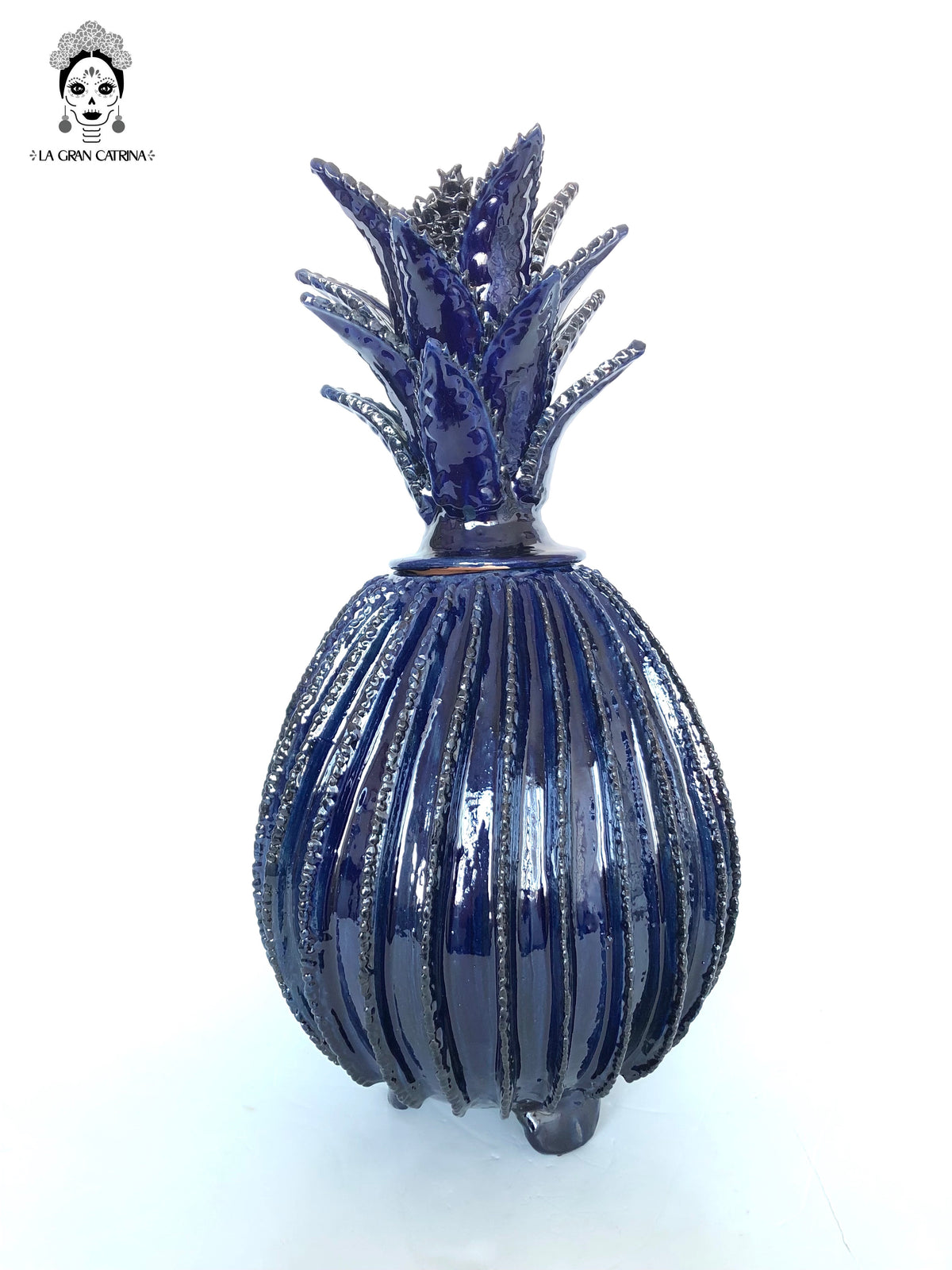 Piña michoacana de barro - 65 cm. 26 in. - Biznaga azul