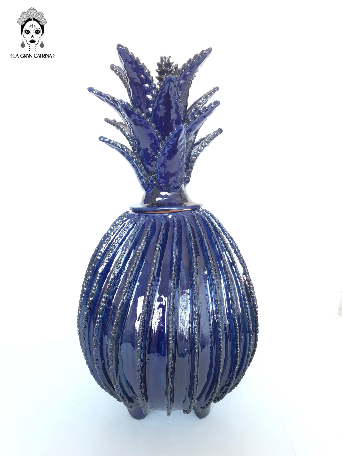 Piña michoacana de barro - 65 cm. 26 in. - Biznaga azul