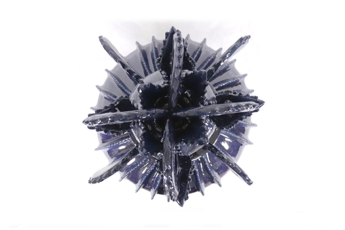 Piña michoacana de barro - Pieza fina Tapa de Cruz - 58 cm. 23 in. - Azul Piña