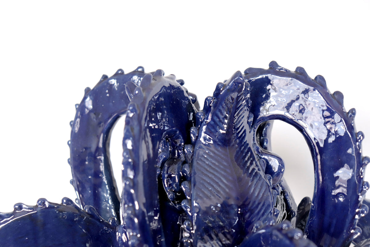 Piña michoacana de barro - Pieza fina Tapa de Cruz - 58 cm. 23 in. - Azul Piña
