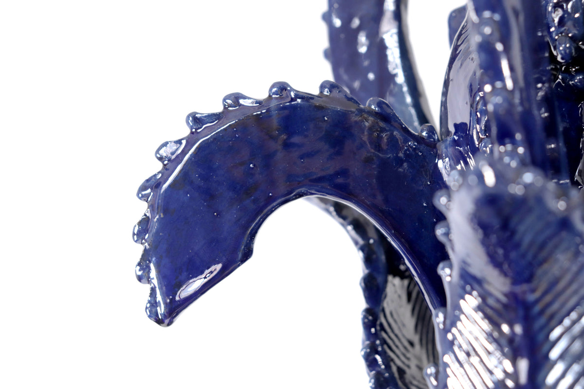 Piña michoacana de barro - Pieza fina Tapa de Cruz - 58 cm. 23 in. - Azul Piña