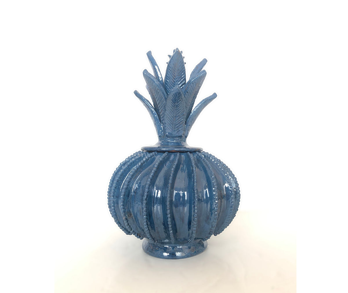 Piña michoacana de barro - Azul de biznaga - 32 cm. 13 in.