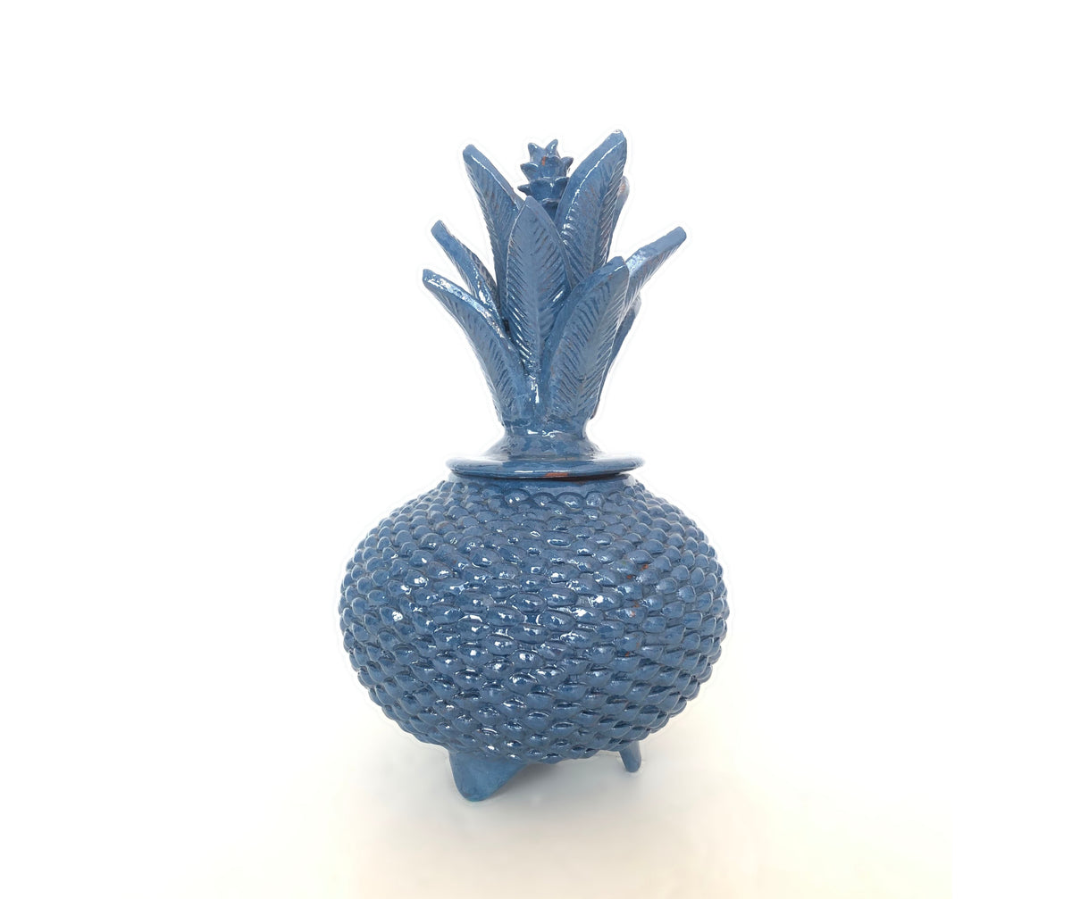 Piña michoacana de barro - Azul de ladrillo - 32 cm. 13 in.