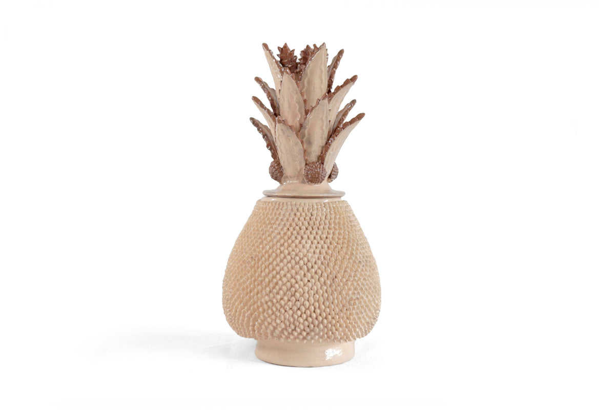 Piña michoacana de barro - Beige con picos - 47 cm. 19 in. - En producción Sobre pedido