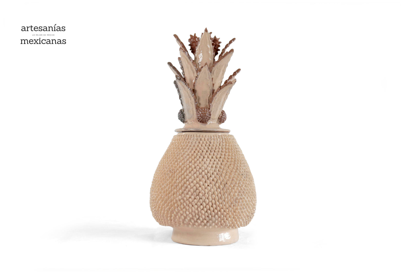 Piña michoacana de barro - Beige con picos - 47 cm. 19 in. - En producción Sobre pedido