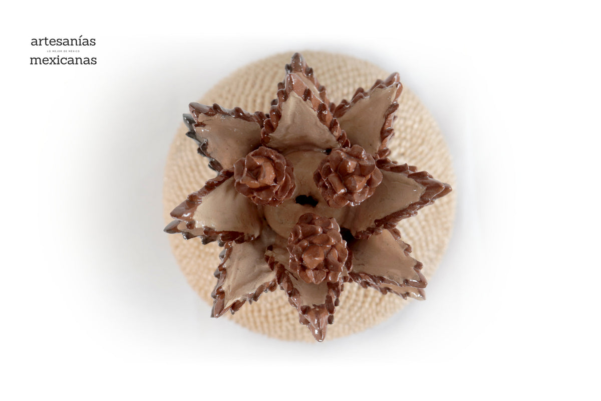 Piña michoacana de barro - Beige con picos - 47 cm. 19 in. - En producción Sobre pedido