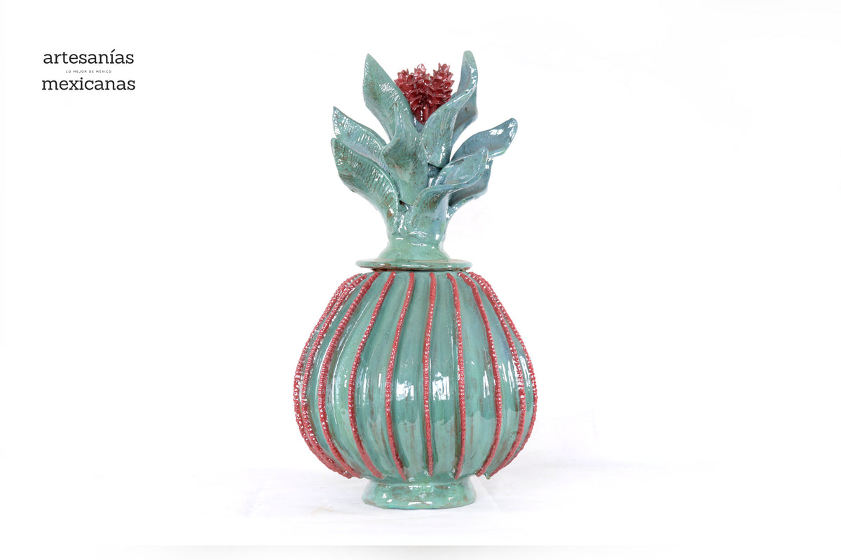 Piña biznaga cactácea de tapa ondulada - 48 cm. 18.8 in.